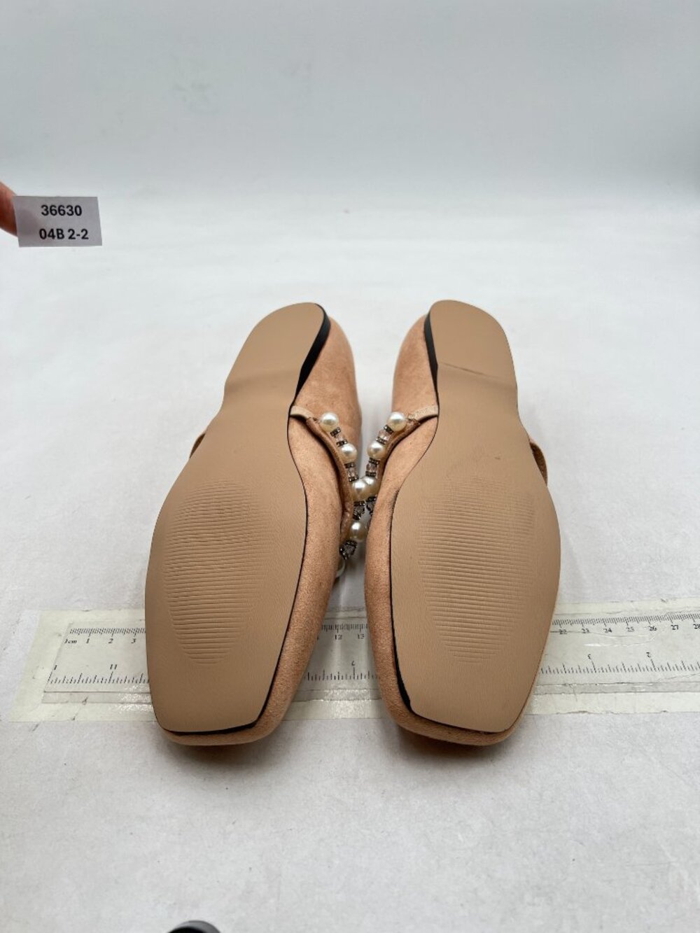 FOWT Nude Square Toe Slip on Flats Pearl Studded Strap Pumps Wedding Shoes - Picture 7 of 8